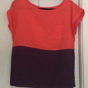 Orange & Purple short sleeve blouse